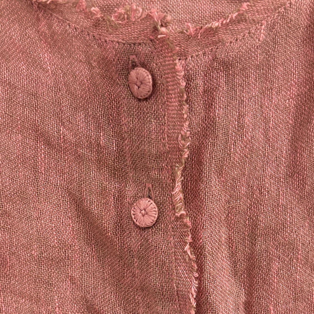 Eileen Fisher Dusty Rose Frayed Tank Top - Picture 3 of 4
